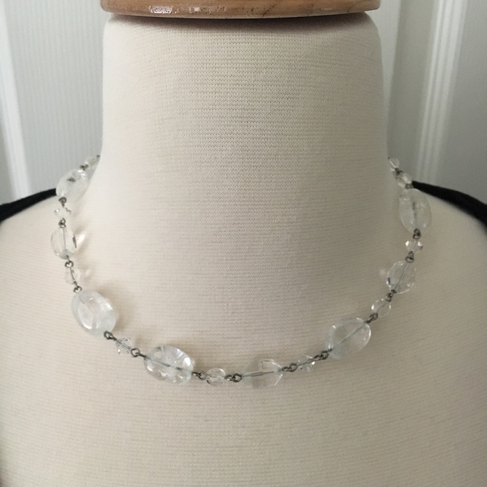 White House Black Market Clear Crystal Necklace